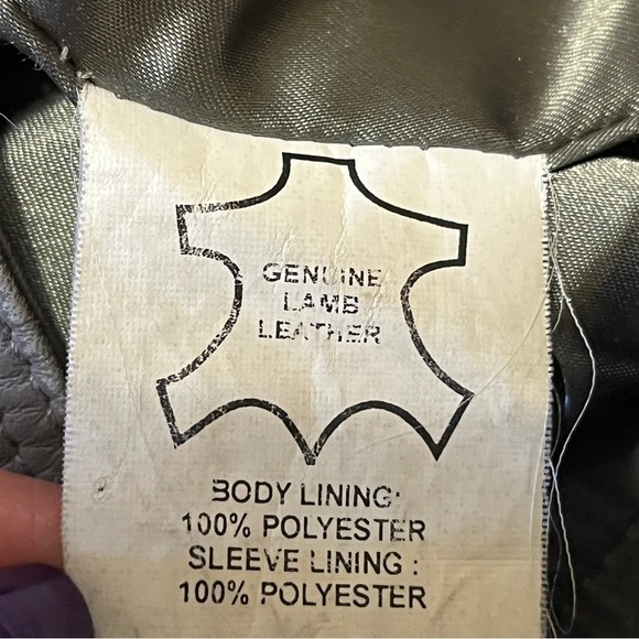 Samantha Sipos Genuine Lamb Leather Moto Jacket Dove Gray Size XS #912 - Picture 9 of 13